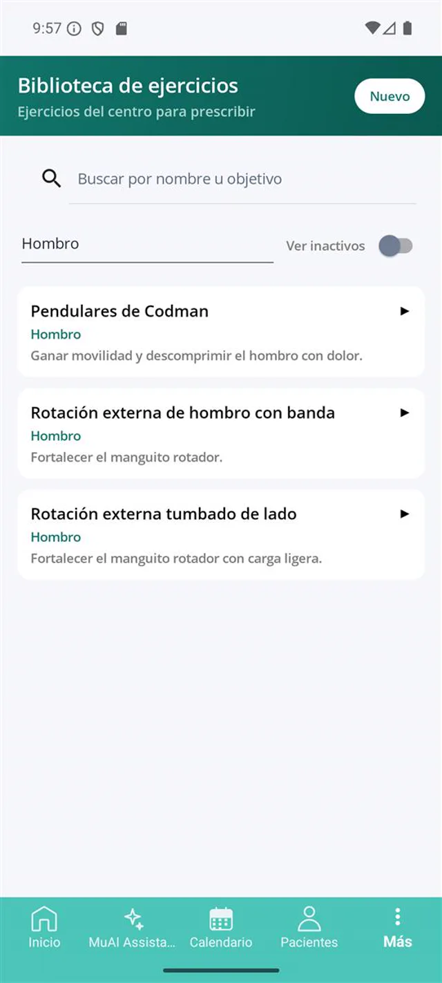 Biblioteca de ejercicios filtrada por hombro